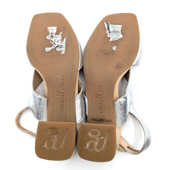 Paul Green Remy Slingback Sandal Aluminum Metallic Nappa Size US7.5/UK5 EU38 - Picture 6 of 10